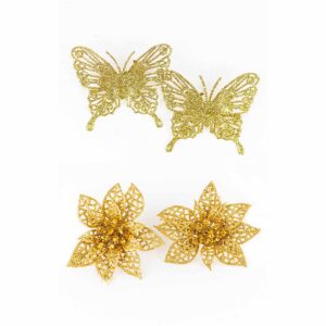 Pack De 2 Mariposas - Flores Doradas